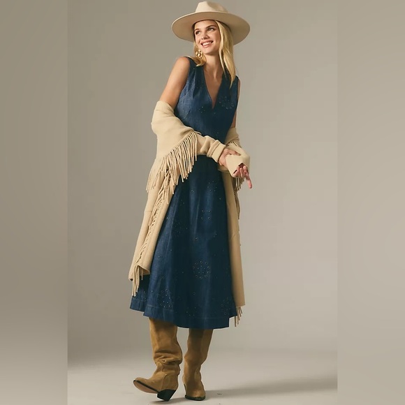 Anthropologie Grommet Denim Midi Dress - Picture 3 of 15